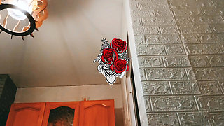 Sexy babe with red lipstick shows the boobs at night