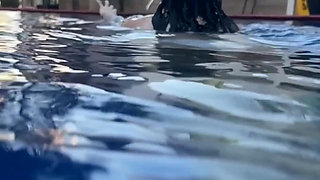 Busty Latin Greece Swiming in the Pool