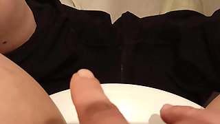 Rubbing my wet horny kinky pussy through my panties, till my roommate is making dinner. Close up wet panties