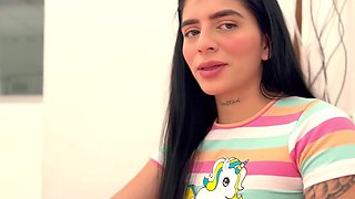 Cute Plump-assed Latina Abby Montana Lets Old Fatty Try Her Tight Young Pussy & Then Sucks Him Off