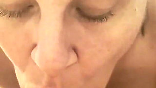 Mature Marie Sucking the Cum Out and Showing Cum in Mouth POV