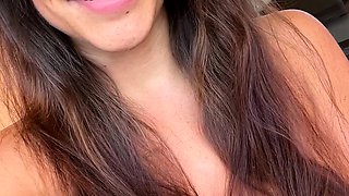 Cute curly brunette solo webcam masturbation