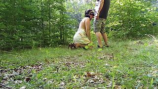 Submissive Slave Walks Like a Dog on a Leash