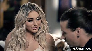 Busty blonde babe sidefucked by lover