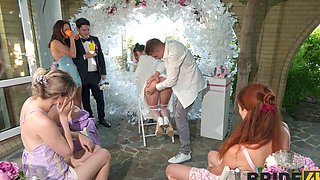 Dirty and slutty bride Jane White bends over to be fucked hard
