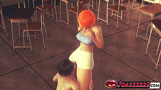 Gwen Redhead Teen Pussy Licking & Fingering - Intense Orgasm in 3D Hentai Animation