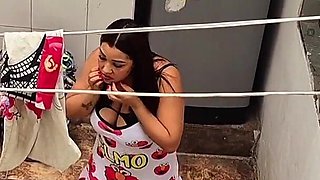 The Neighbor Is Watched Washing Clothes by Her Neighbor