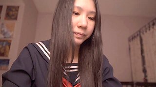 Cute Asian schoolgirl Alize Zaide has a solo adventure with a mature stud