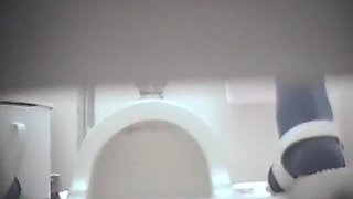 Exciting toilet spy cam shots of amateur bushy slits