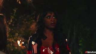 Sexy black August Skye hot threesome sex