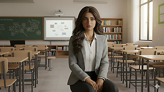 The teacher fucks his 18-year-old student on the desk after class. First kiss, then blowjob, then sex.