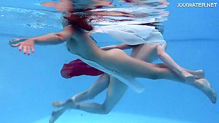 Glamorous Anastasia Ocean and Marfa - very hot brunette smut - Underwater Show