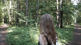 Petite Ginger Masturbates and Squirting in Public Park
