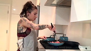 Joanna Angel fucked herself with dildo after big booty chick swallowed it