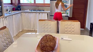 Lusty Buxom Fit Latina MILF Enjoys Huge Dick Of Her Stepson's Friend & Tastes His Cum