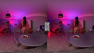 Monica Eating Strawberries And Stripping In Kitchen - PlushiesVR