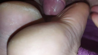 slow footjob evening show massive cumshot soles Barefoot feet foot cum big cock