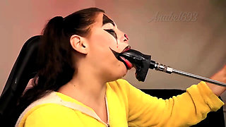 Naughty Clown Fucks Her Throat with a Fuck Machine