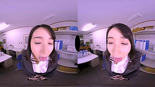 VR Japanese office lady licks and drools