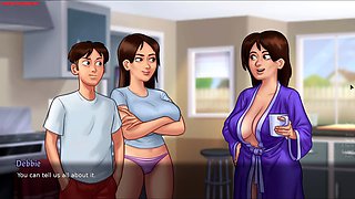 Horny guy helps his sexy roomie Jenny get a massive dildo in this wild summertime saga game