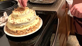 Lick the Yummy Cream off While Baking a Cake