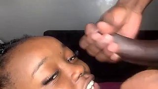 Ebony slut gets facial after squirting and pounded hard live on sexycamx. com