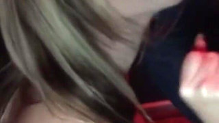 Wife sucking a room full of dicks at theater