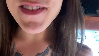 Small titted brunette teen fingering on the bed