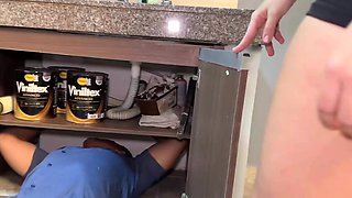 Plumpish Latina Babe Invites a Young Plumber To Drill Both Her Holes With His Schlong