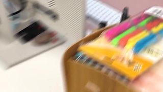 I Got Horny While Working and Put the Dildo in My Pussy. My Work Colleague Watched Me and Then Fucked Me