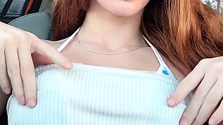 Petite amateur redheaded teen pisses and sucks cock