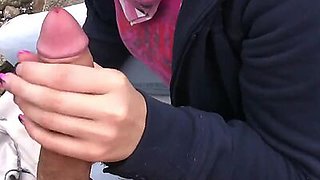 Shelly Handjob and Blowjob in public