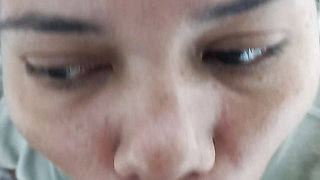 Beautiful girl sucking deep throat