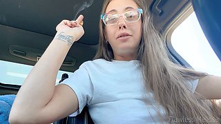 Flawlessmelissa, the smoking goddess, turns into a human ashtray for her smoking fetish