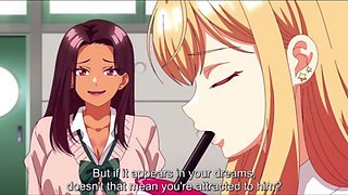 Busty hentai girl gets a cum facial from teacher after handjob