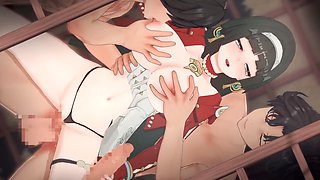 3D hentai gangbang featuring intense action