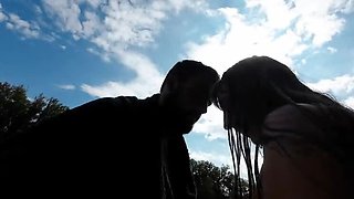 Amateur Hungarian MILF with big natural tits gets wild outdoor sex in doggy style and deep throat