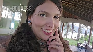 Girl with big boobs has a naughty solo session in the taxi without the driver knowing