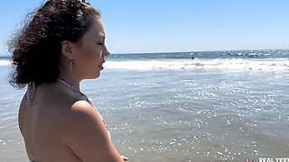 Satine Summers has a hot beach scene with Donnie Rock in pov.