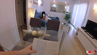 Stepmom Gets Fucked and Gets Cum in Her Ass From Stepson When She Gets Stuck on the Couch