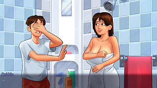 Stepmom Debbie got fucked by his stepson cum inside pussy in bathroom