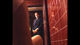 Hot Slutty Brunette Gets Ass Pounded and Cum in Asshole in Men Toilet