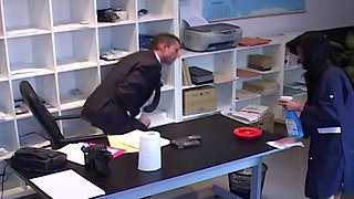Hidden camera filming how the boss fucks the cleaning lady