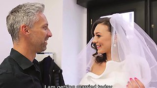 VIP4K. Sexy bride gets trimmed pussy licked and fucked