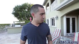 Horny cfnm teenie gets cum