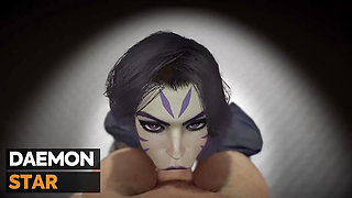Kai'Sa gives a blowjob until he cums