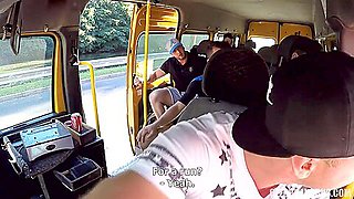 Naughty teen 18+ Girl Gets Gangbanged In The Bus By Horny Freaks