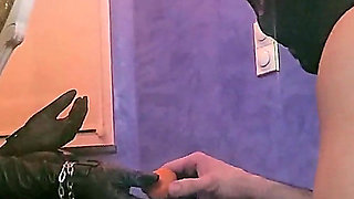 Stina Stone Femdom Spitting Food Crushing Feeding by German Mistress in Leather Gloves Part 1