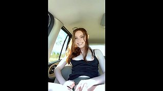 Amateur redhead fully nude on bed and masturbating