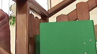 The secretary is sexually punished by the employer with his long cock inside her ass
